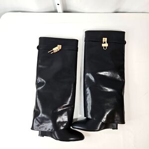 Eleven22 Black Faux Leather Boots Size 8 NIB!